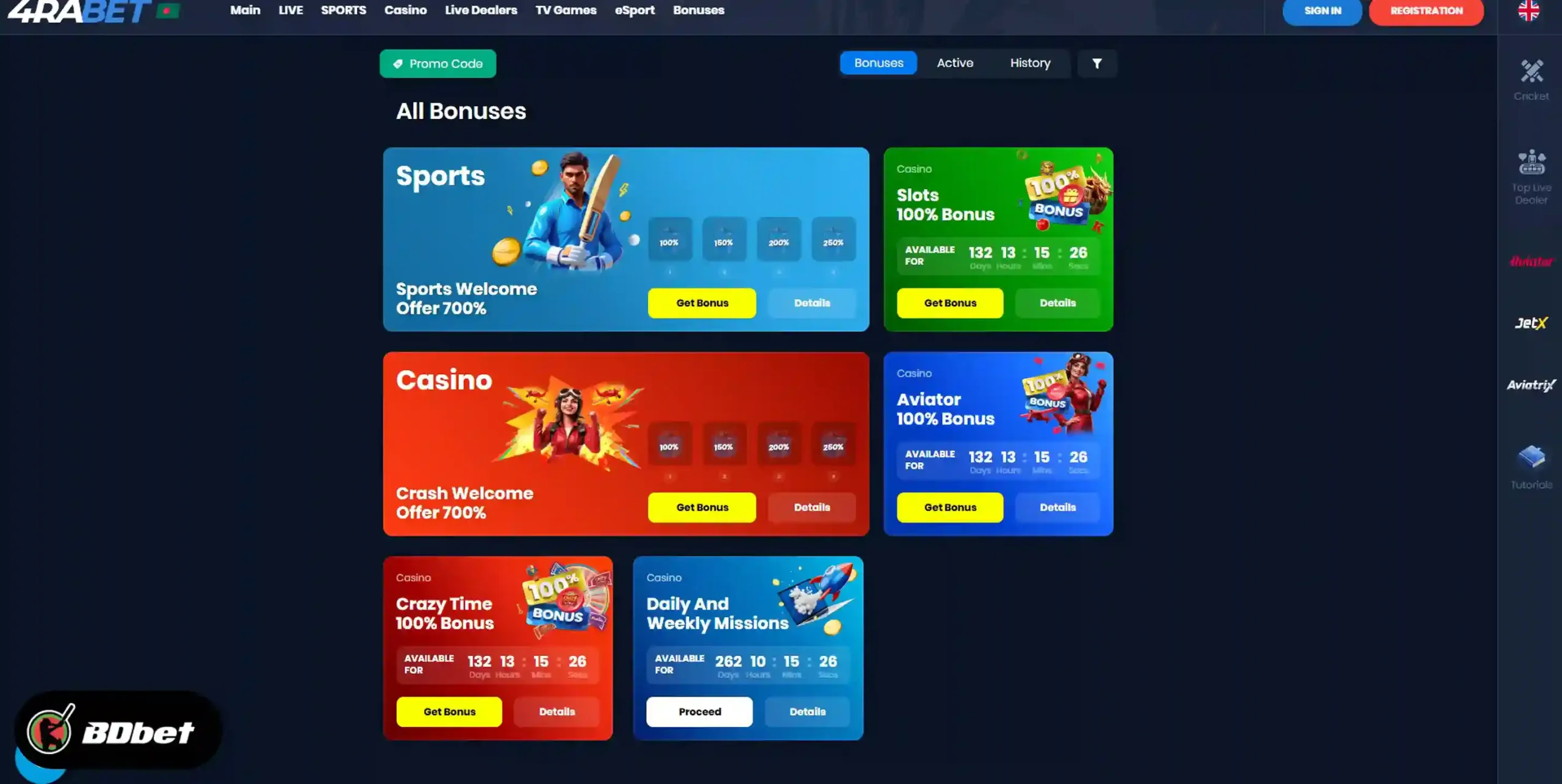 4Rabet Casino Bonuses